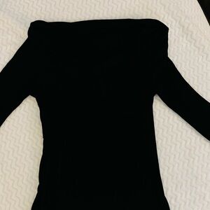 Elegant Black Long Sleeve V neck top